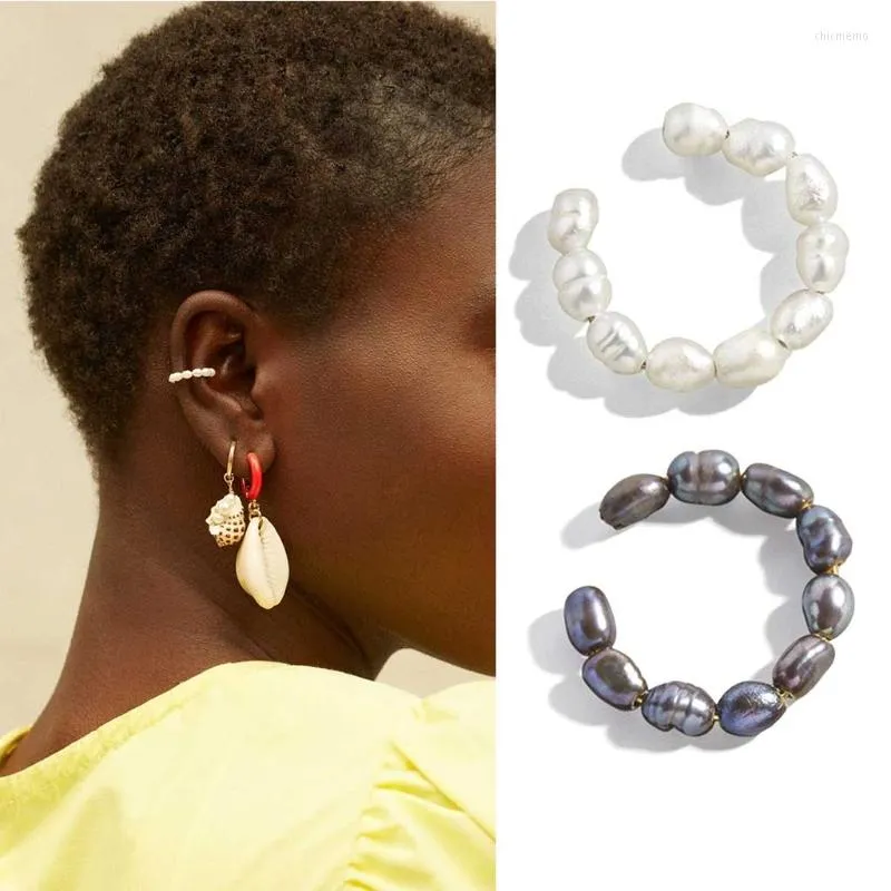 Backs Earrings Pearl For Women Girls Tiny Pearls Huggie Small Hoop Cute Layered Wrap Non-Pierced Ear Dainty Hypoallergenic