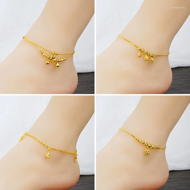 Anklets Anklet Armband smycken Bohemiska guldkedjor Infinity Double Heart Love Charm Armband för kvinnors fot