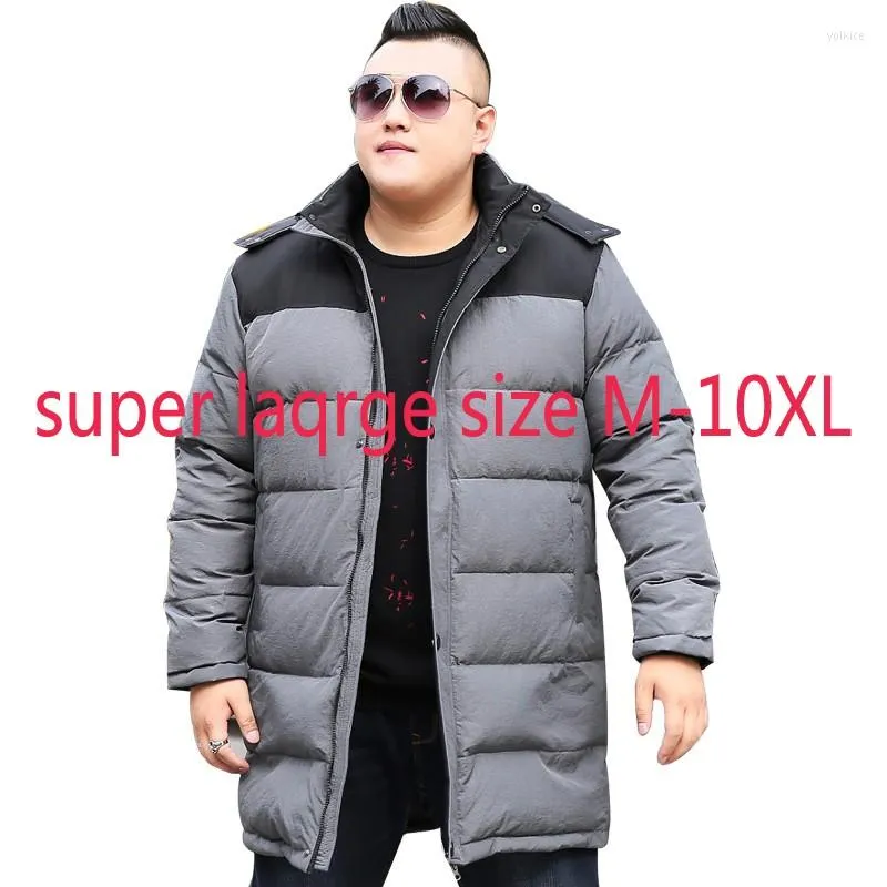 Heren down mode hoogwaardige extra grote jas mannen lange verdikkingsverdeling warme witte eend jas plus maat m-11xl 12xl13xl