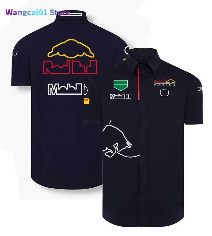 wangcai01 Camisetas para hombre 2022 nuevo traje de carreras del equipo f1 camisa de solapa corta para hombre camisa de mono camisa personalizada de gran tamaño 0305H23