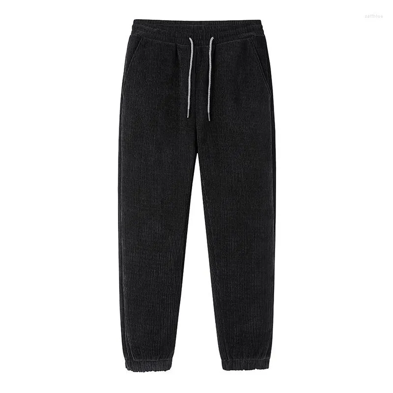 Calça masculina veludo veludo 2023 Winter coreano Mantenha as calças de moletom quentes da rua de rua para homens U962