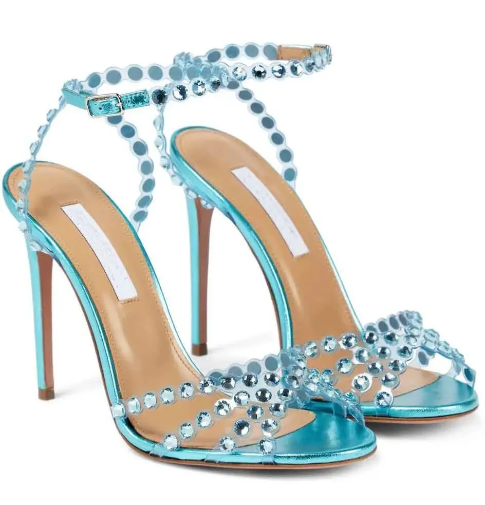 23s известные бренды Женщины текила сандалии обувь Aquazzus High Heels Lady Pumps Crystal-embleding платье свадебное свадебное гладиатор Sandalias eu35-43
