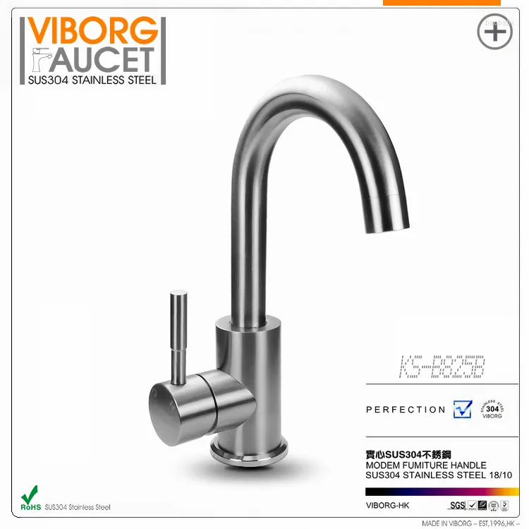 Küchenarmaturen VIBORG Deluxe, massiver SUS304-Edelstahlguss, bleifrei, für Badezimmer, Waschtisch, Toilette, Waschbecken, Wasserhahn, Mischbatterie