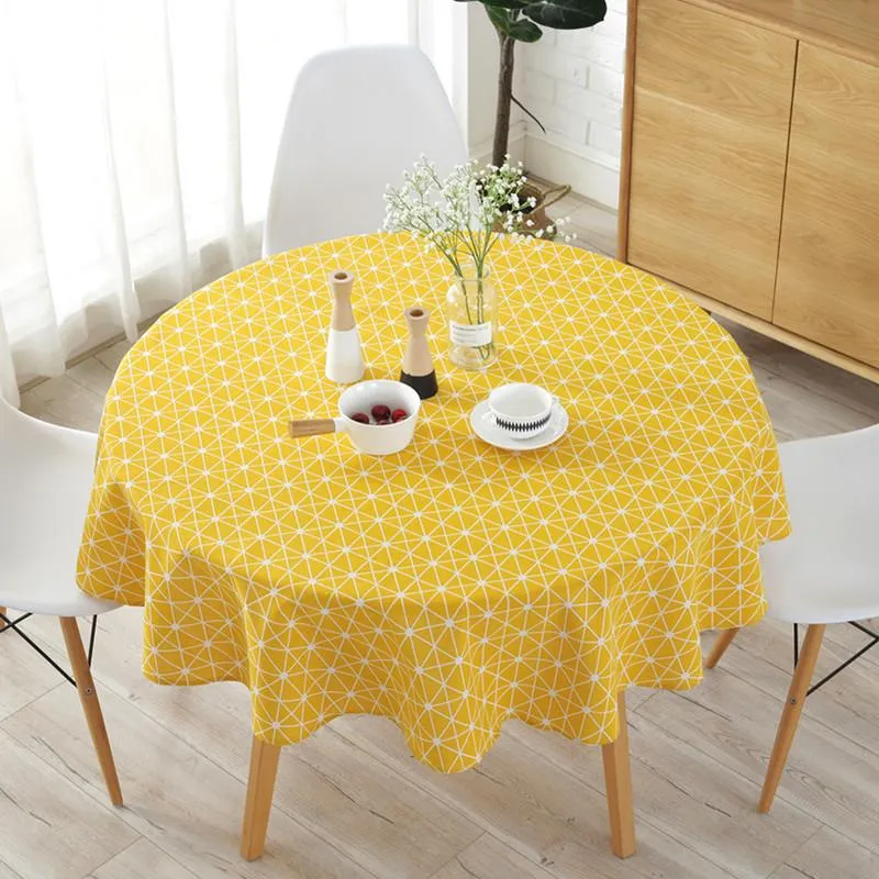 Tischdecke, nordische Poly-Baumwolle, runde Farbe, professionelle Druck- und Färbetechnologie, bedruckte Tischdecke aus Baumwollleinen