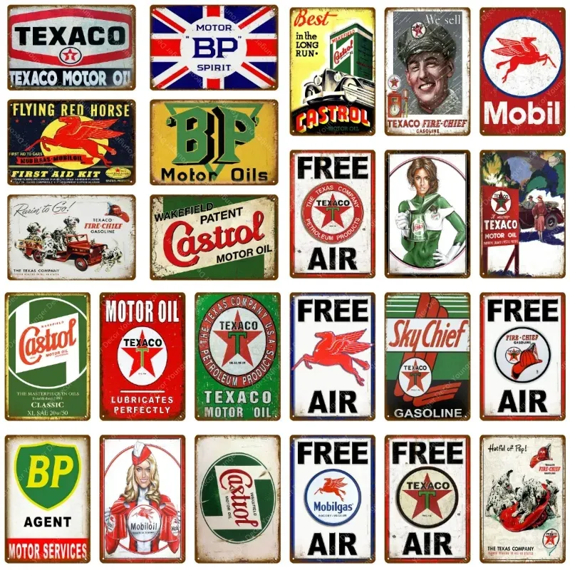 Vintage Motor Oil Carteles de chapa Sky Chief arte pintura Metal Poster Arte de la pared Pintura Placa Garaje Gas Gasolina Estación personalizada Decoración placa retro Tamaño 30X20CM w02