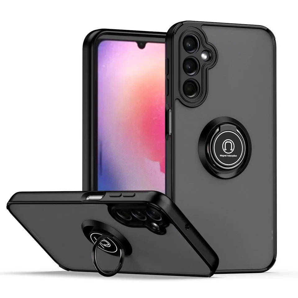 CoverON For Apple iPhone 13 Phone Case, Ring Holder Kickstand Magnetic  Mount Clear Hard Back Cover Rubber Bumper, Black - Walmart.com