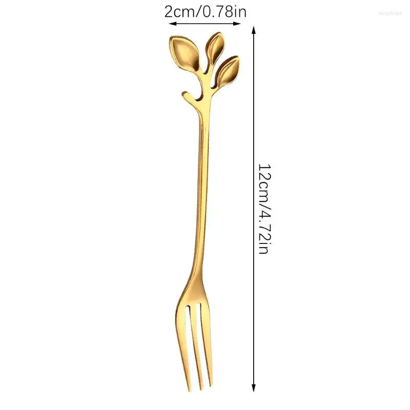 Dijkarts sets Fruit Forks draagbare wasbare wasbare handgehouden indoor schoolkantoor el restaurant koffie flatware tabelgare goud lepel