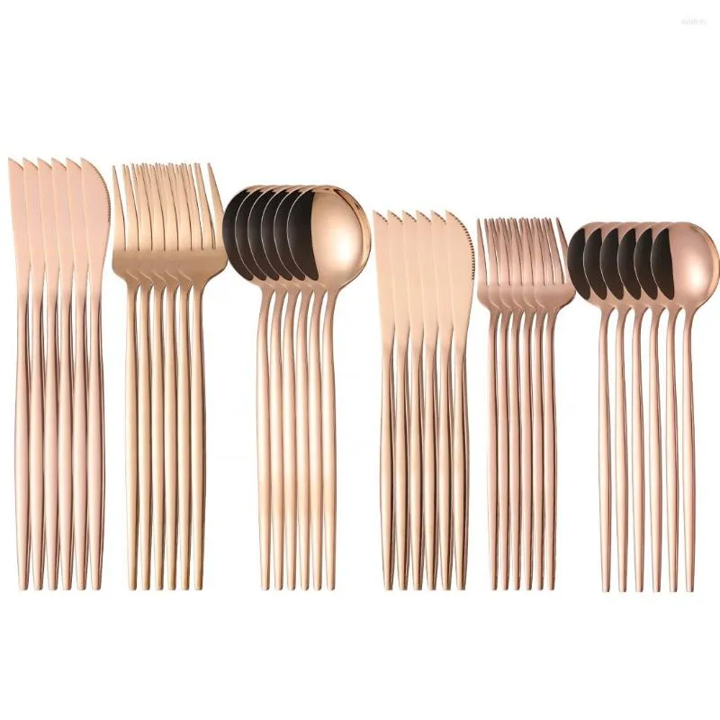 Dinnerware Sets Home Rose Golden Cutlery Set Stainless Steel Tableware Complete Fork Spoon Knife Kitchen Dinner Eco Friendly