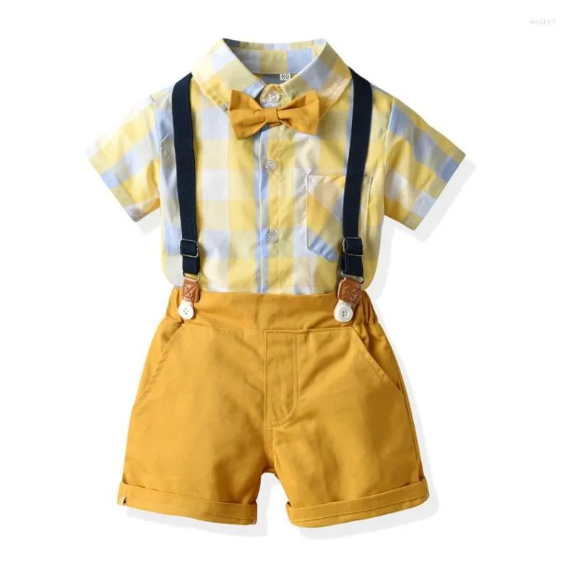 Kleidungssets Baby Boy Boutique Baumwolle Kurzärmel Casual Säuglingshemd Overalls für spanische Geburtstagsfeier Kinder L869