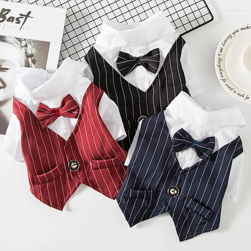 Dog Apparel Fashion Gentleman Clothes Wedding Suit Formal Shirt For Small Medium Dogs Bow Tie Tuxedo Pet Outfit Puppy Summer Costume