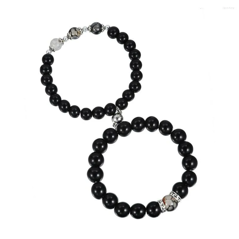 STRAND 2PCS Magnetisch paar armbanden Natuursteen kralen Bracelet Set voor mannen Vrouwen Liefhebber vriend vriendschap Magneet hart sieraden cadeau