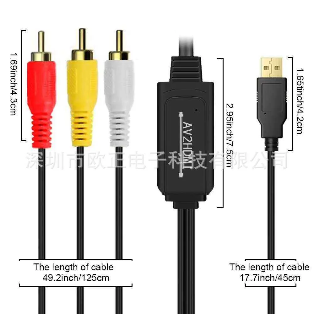 Wholesale Av RCA To Hdmi Converter Av Adapter 1.8m AV2HDMI Cable 1080P