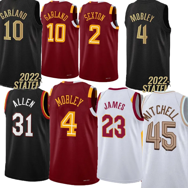 NBAS Men Jerseys Donovan Mitchell Evan Mobley Darius Garland Jarrett Allen Caris Levert Cedi Osman Ricky Rubio Isaac Okoro Dean Wade Danny Green Jersey