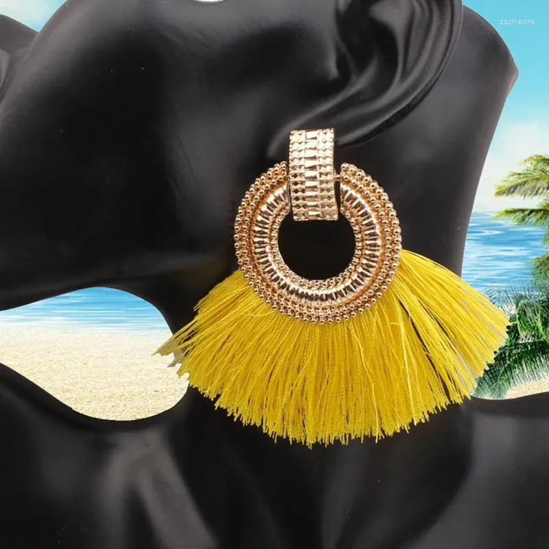 Dangle Earrings 2023 Fashion Women Tassel Circle Vintage Round Earring Boho Statement Fringe Earings Jewelry
