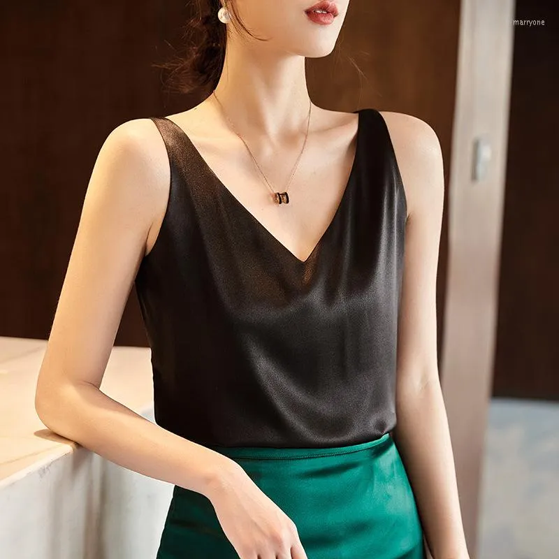 Camisoles & Tanks Free Postage Women's Inner V-neck Satin Artificial Silk Camisole Vest Imitation Mulberry Bottoming Shirt