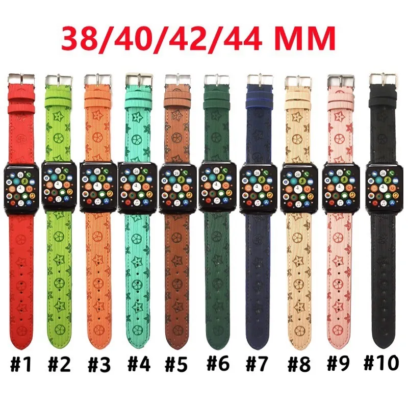 Mode top designer horlogebandbanden voor Apple Watch Band 42 mm 38 mm 40 mm 44 mm luxe ontwerpen horlogebanden Iwatch7 6 5 3 2 1 se pu lederen merk bloemen klassiek