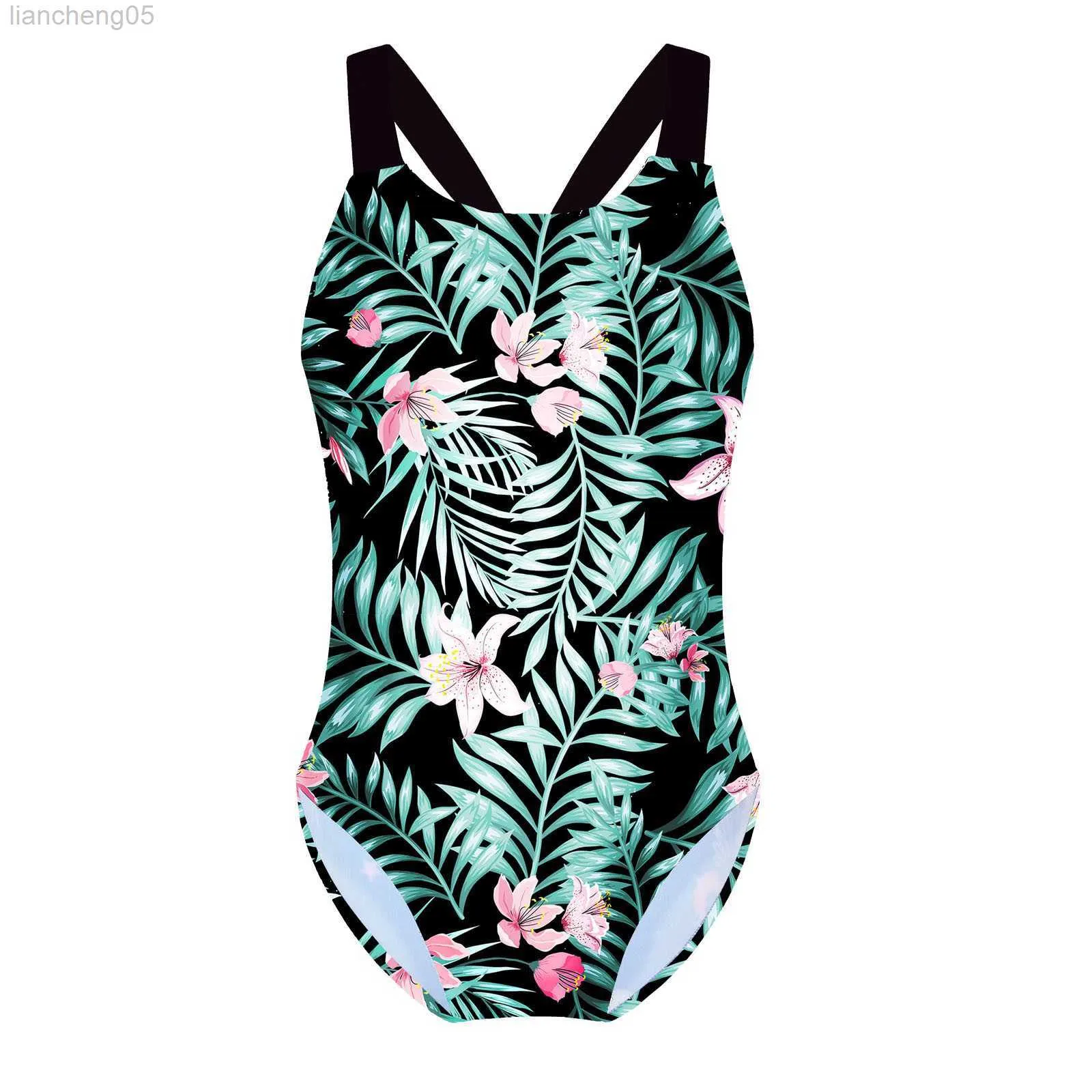 One-pieces Maillot de bain filles 2021 nouveau maillot de bain une pièce sans manches pour enfants avec motif de dessin animé mignon impression enfants baignade vêtements de plage W0310