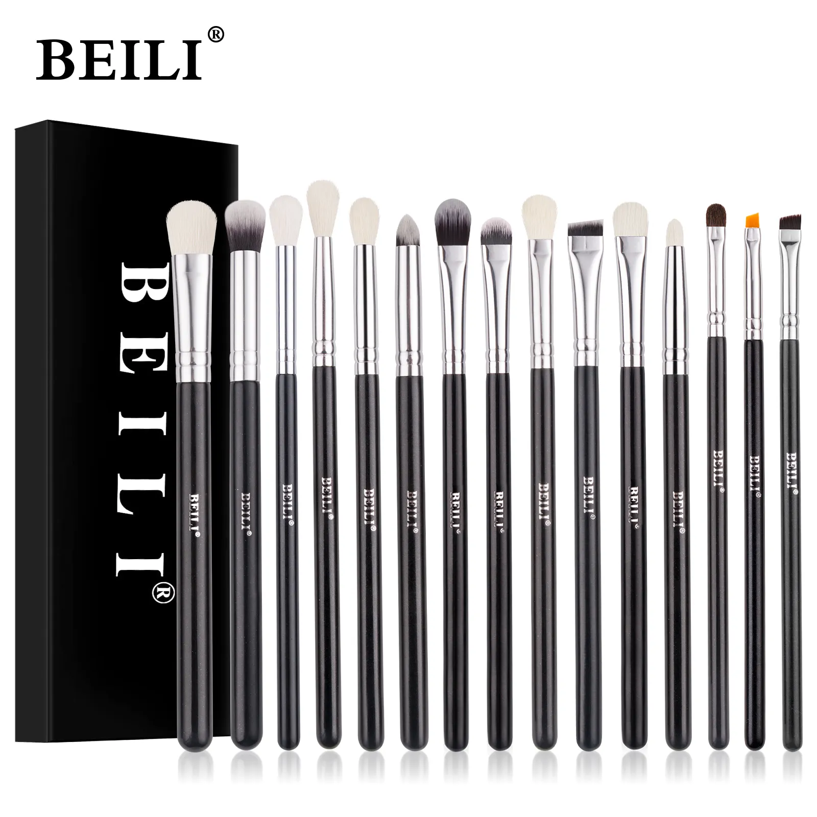 Makeup Tools BEILI Black 10-19Pcs Makeup Brushes Natural Hair Eyeshadow Blending Eyeliner Makeup Brush Set Shader Eyebrow brochas maquillaje 230306