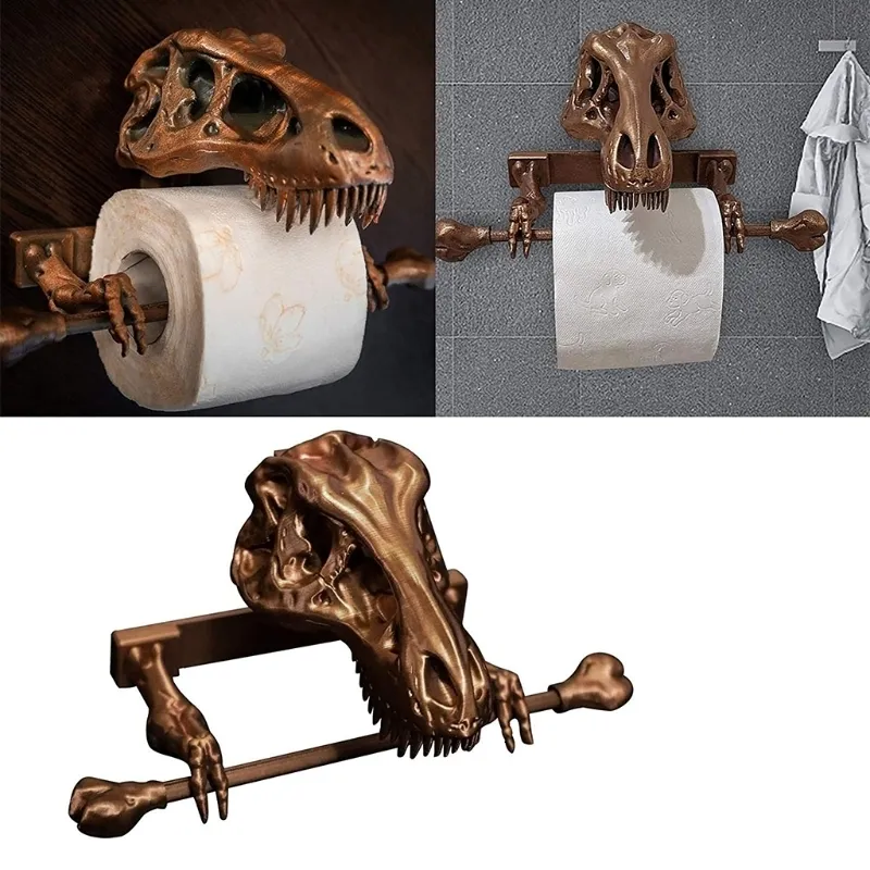 Titulares de papel higiênico Papel de dinossauro Rolo de papel higiênico Towel Toarder Towel Skull Skull Paper Titular Decoração de cozinha 230303