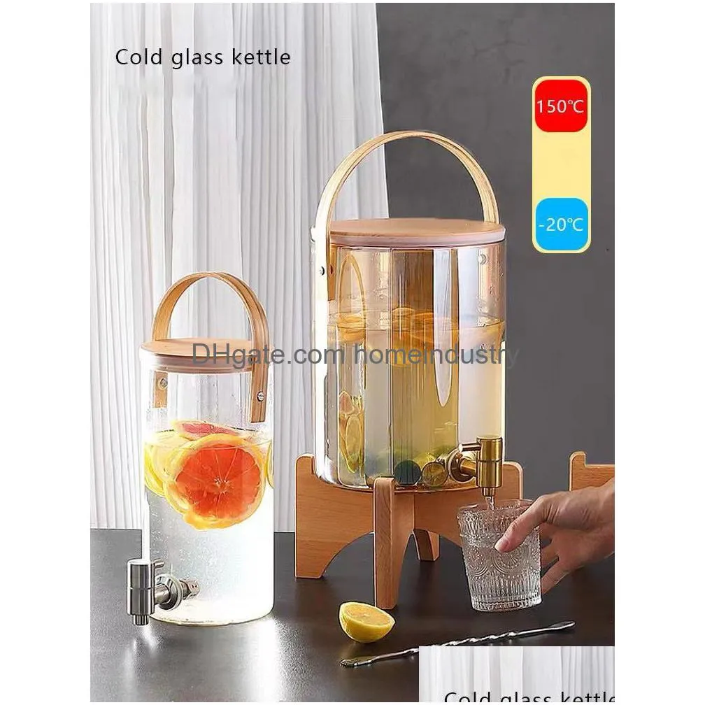 Tabletop Wine Racks Glass Cold Water Pitcher Household Large Capacity With Tap Cups Juice Barrel Heat Resistant Lemon Bottle Drop De Dhh3Y