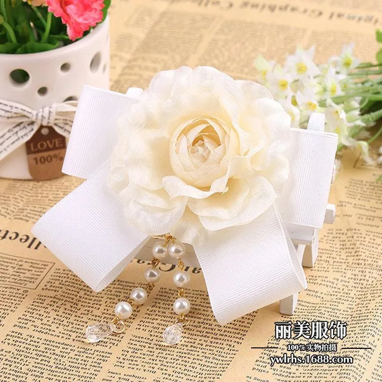 Brooches Corsage Bow Children Imitation Pearl Brooch Clothing Accessories H1302