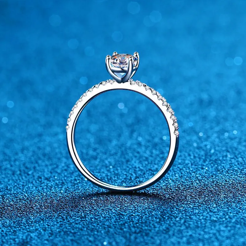Anillos De Boda Personalizados 1 Quilate Compromiso Ovalado Plata