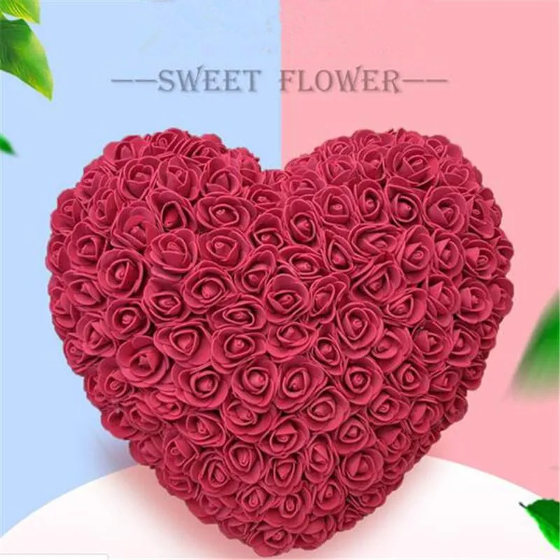Dekorativa blommor kransar 25/35 cm hjärta rosor Artificial Home Wedding Festival Diy Decoration Gift S Alla hjärtans romantiska ros