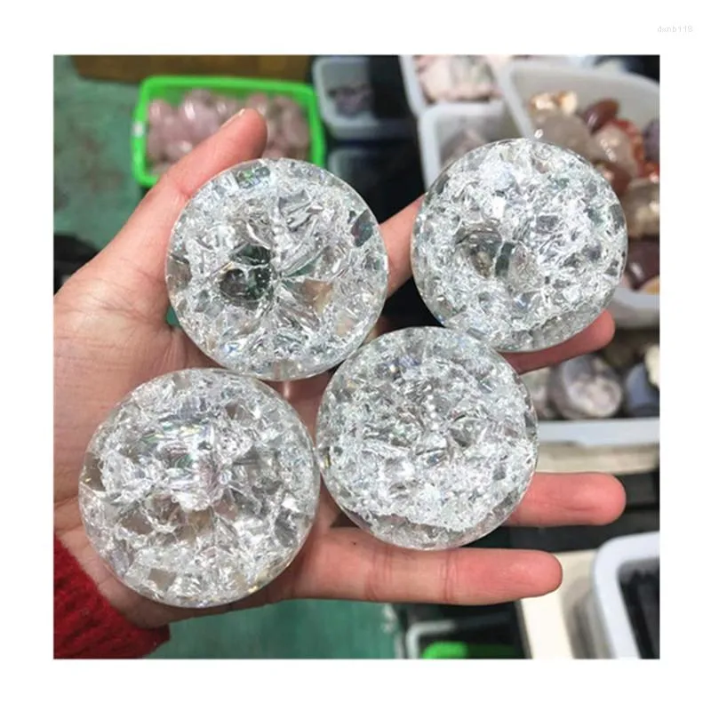 Figurine decorative in vendita pietre di guarigione in cristallo a sfere vetro a crack lucido