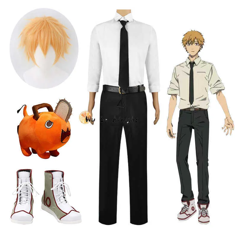 Anime Costumes Chainsaw Man Season2 Denji Anime Cosplay Come Wig Shoes Devil Pochita Doll Soft Headgear Belt Suit Uniform Halloween Party Z0301