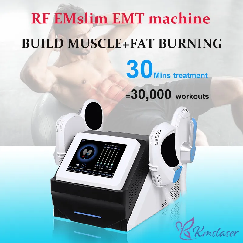Hot Items EMslim RF maskinformning EMS muskelstimulator elektromagnetisk hög intensitet EMT kropp och armar skönhetsutrustning 2 eller 4 handtag kan fungera samtidigt
