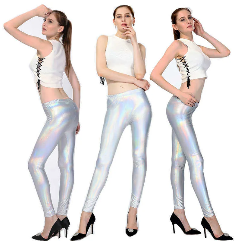 Leggings de cuero de imitación bronceados para mujer, tallas múltiples, discotecas de colores dulces, pantalones delgados de cuero fino para mujer, no es fácil de desvanecer, pantalones de nueve puntos