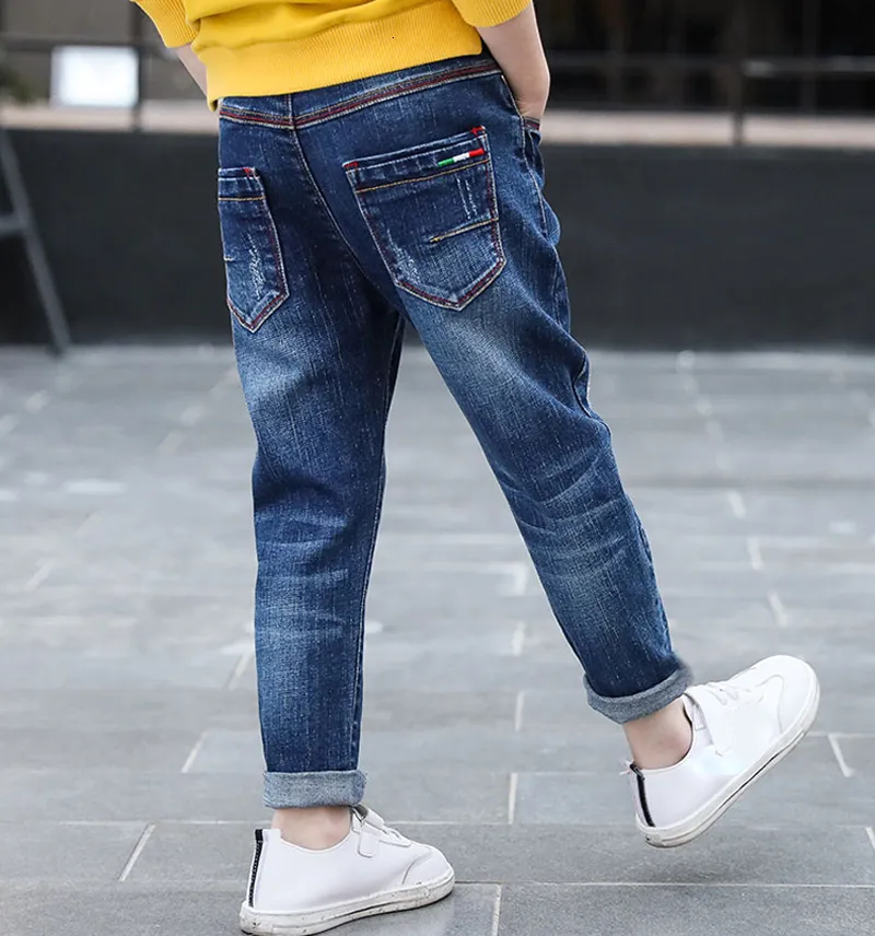 Jeans IENENS 4-11 Years Boys Clothes Slim Straight Jeans Classic Bottoms Children Denim Clothing Pants Kids Baby Boy Casual Trousers 230306