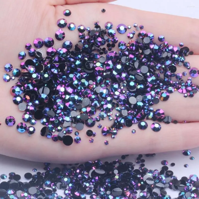 Tırnak Sanat Süslemeleri Reçine Rhinestones Fushia AB Renk 2-6mm Flatback Yuvarlak Tutkal DIY 3D Tırnaklar Telefon Kılıfları Aksesuarları