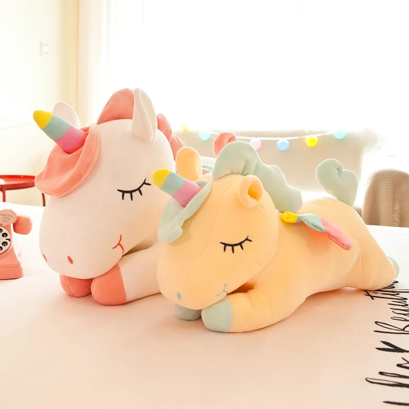 Belle poupée licorne arc-en-ciel en peluche, grande poupée, oreiller de couchage, cadeau en gros