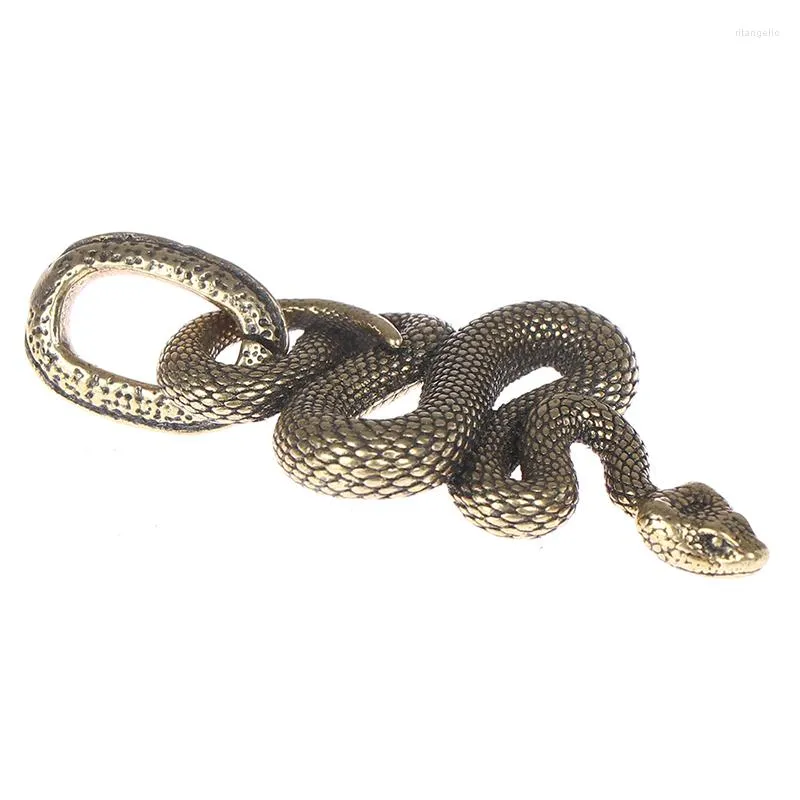 Keychains 1pc Creative Fashion Brass Metal Snake Shape Keychain Handmade Key Chain Ring Handbag Pendant