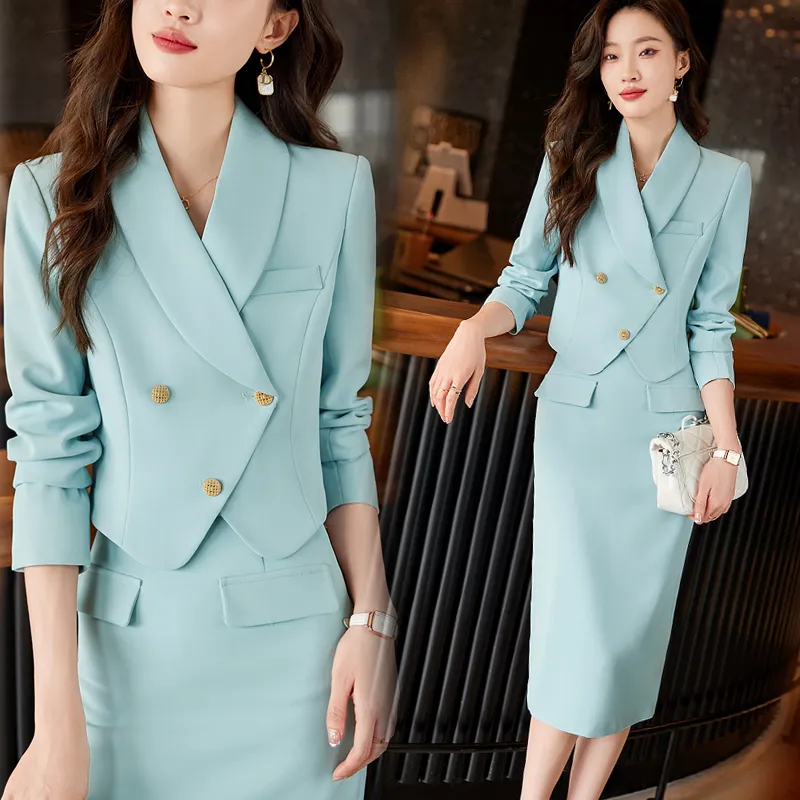 Vestido De Dos Piezas Moda Coreana Elegante Mujer Blazer Faldas