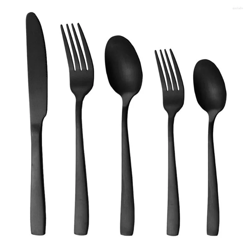 Geschirrssätze Sets Gold Edelstahl Set Castlery Messer Fork Spoons Dessert Kaffee Splitter Küchentabelle Tischwaren Sie