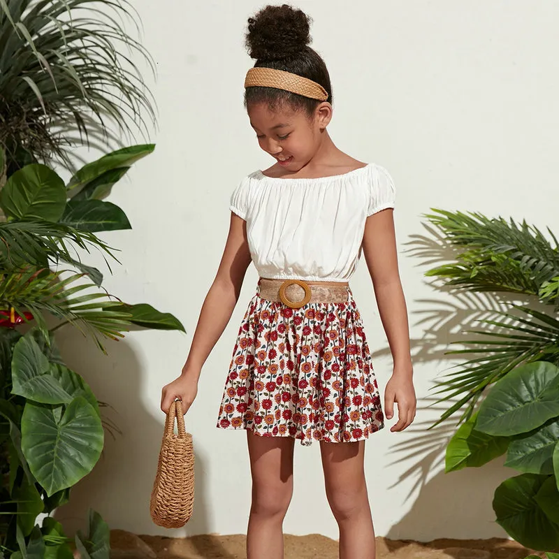 Pantalones Cortos / Falda Corta Para Niña De Verano - Color Marrón, Algodón, Para Playa, Escuela Y Fiestas, Tallas 1-7 Años