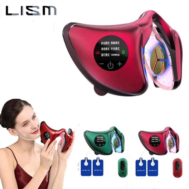 Massager twarzy Smart 6 Tryb pielęgnacja skóry EMS czerwony niebieski światło instrument odchudzający Vibrator V w kształcie piękna zdrowia 230303