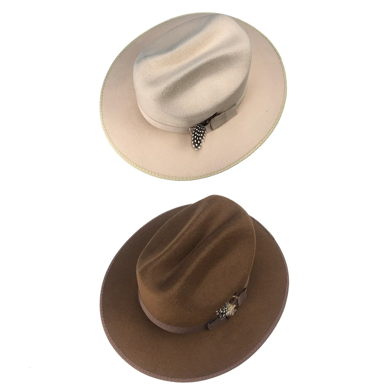 Stingy Brim Chapéus Unissex Chapéu de Feltro Panamá Fedora para Mulheres com Arco de Fita de Penas para Homens Senhoras Circunferência 57 - 62cm Primavera Inverno Outono 230306