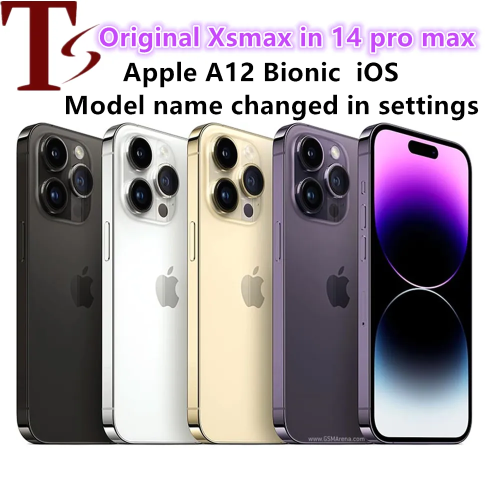 هاتف Apple iPhone Xsmax الأصلي في iphone 13 pro Max 14 pro max style مفتوح مع صندوق 13promax مظهر الكاميرا 4G RAM 64GB 256GB ROM الهاتف الذكي