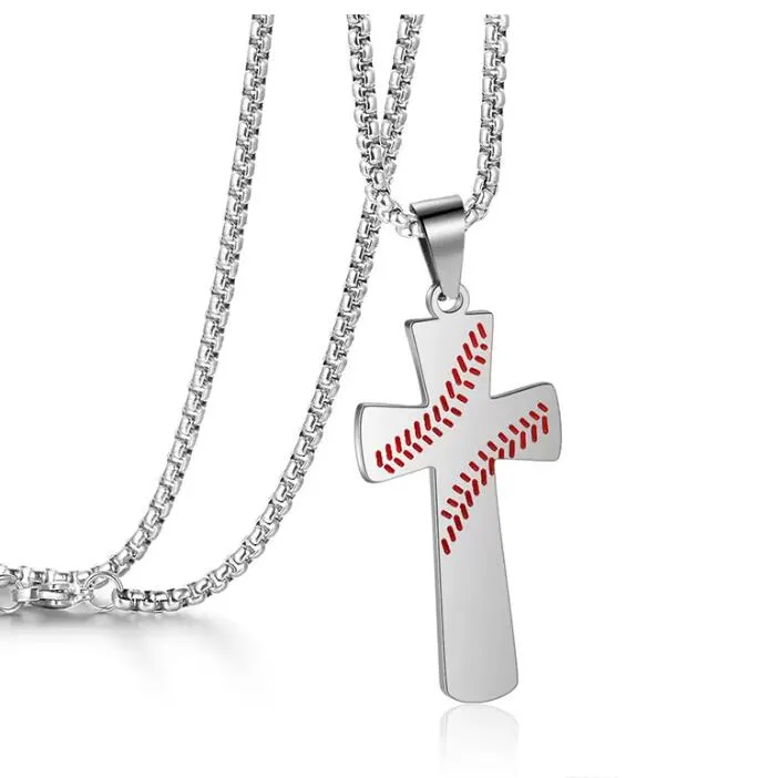 Necklace Men Baseball Cross Pendant Jewelry Explosion Pendant Hip Hop Jewelry Rap Style Pendant Creative J0306