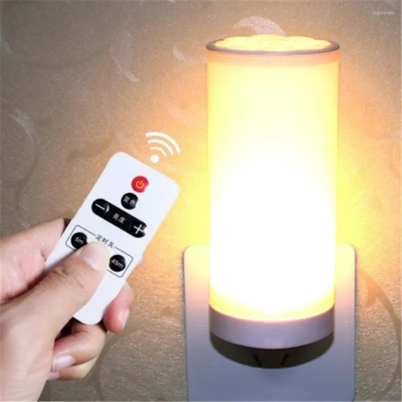 Luci notturne 220V 1.5w LED Telecomando wireless Telecomando a 3 colori dimmerabile Plug-in per camera dei bambini Camera da letto Corridoio