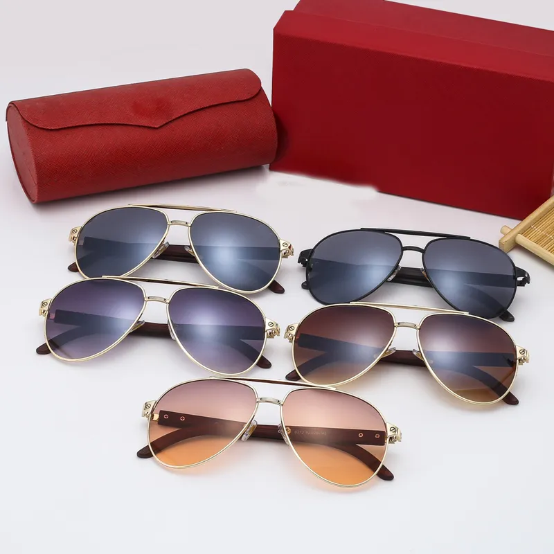 Luxury Gold Metal Frame Polarized Sunglasses Retro Design Women Men Outdoor Beach Round Lens Shading Goggle carti Glasses With Red Original Box Top Quality C14