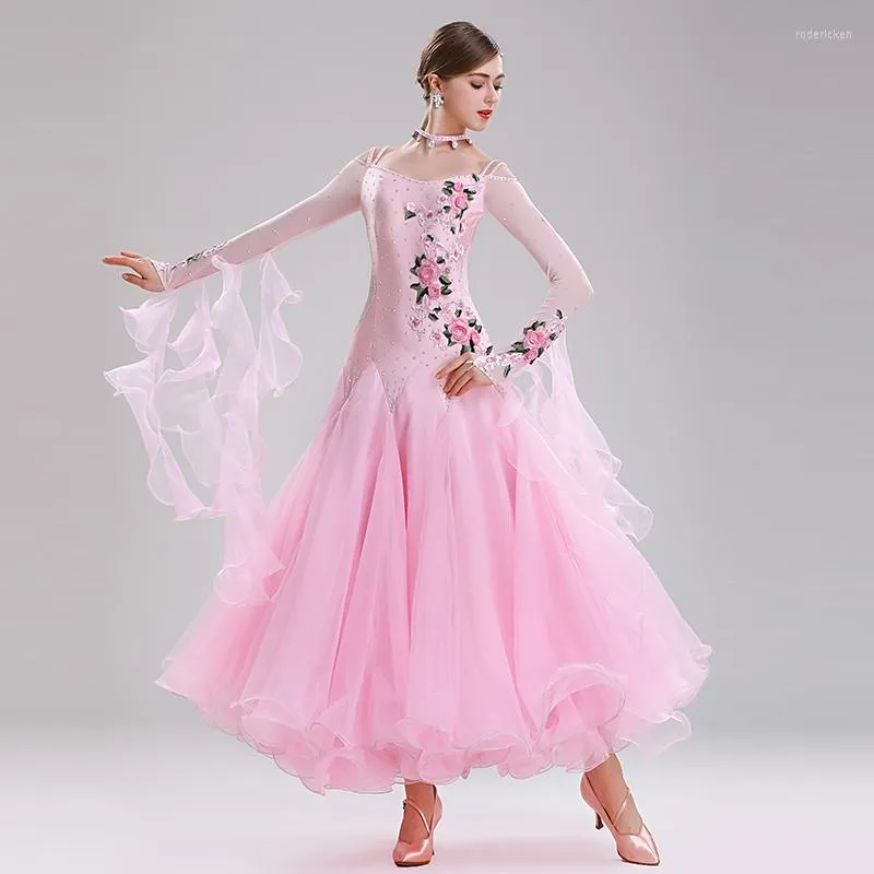 Scene Wear Standard Ballroom Waltz Dress Women Tango Foxtrot Dance Dresses 4 Color Modern Costume Competition