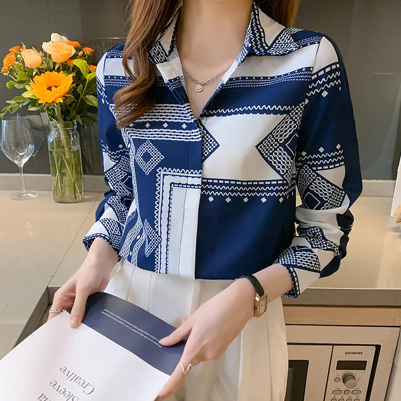 Kvinnors blusar skjortor Spring Autumn Long Sleeve Shirts Fashion Print Ladies Shirts 230303