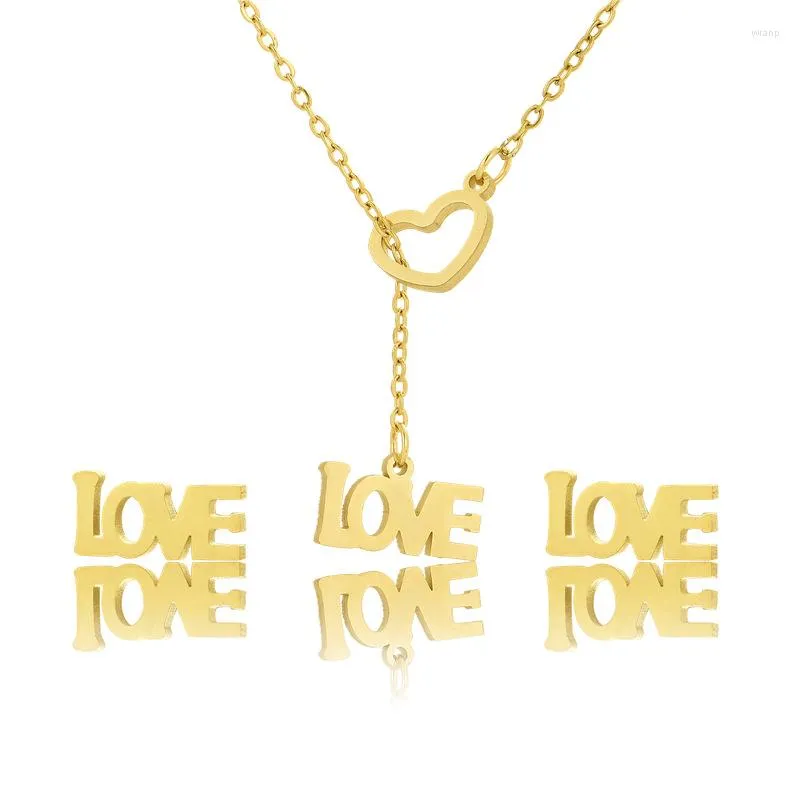 Colares pendentes adoram ouro aço inoxidável Corrente Chain Chain Earings Define jóias de moda como Girls Girls Presente em 45cm