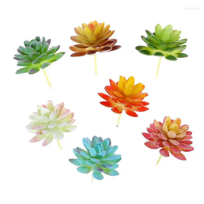 Decorative Flowers 9cm PVC Flower Head Artificial Succulents Plants DIY Arrangement Accessories Home Garden Living Room Desktop Mini Bonsai