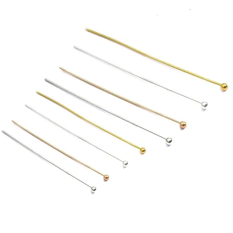 Pins naalden 200 %/lot gold sier kleuren kopbal bevindingen 16 20 25 30 35 40 50mm metaal voor doe -het -zelf sieraden Making Supplies 1933 Q2 Dr Dh0fe