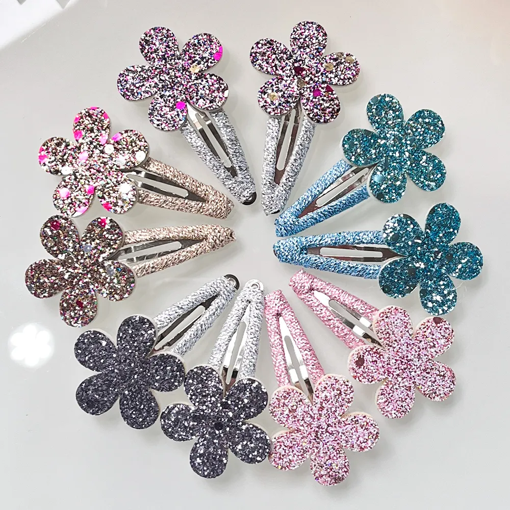 10 Glitter Flower Rabbit Sparkly Hair Clips For Girls Handmade